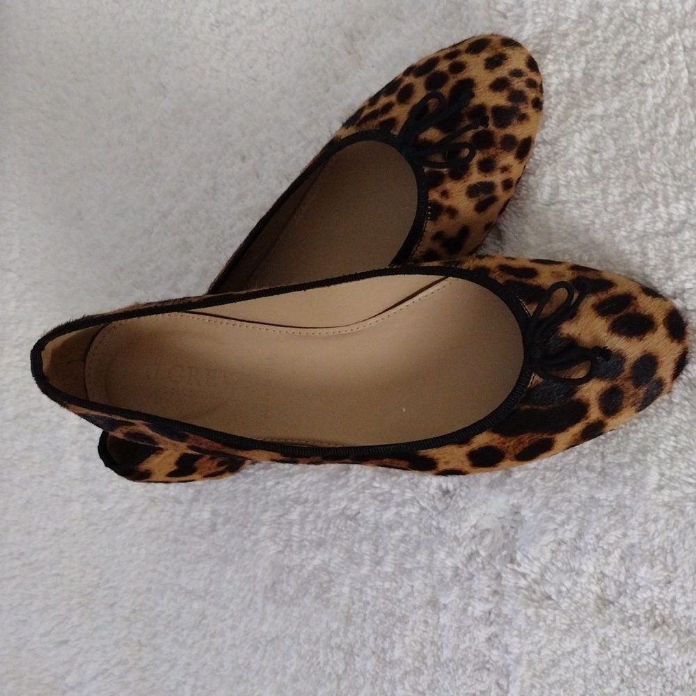 J.Crew Collection Kiki Leopard Calf Hair Ballet Flats 6.5